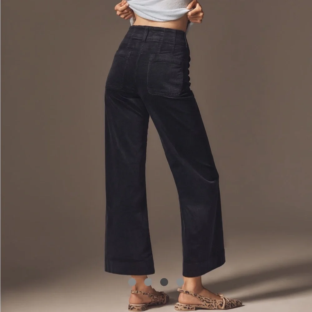 Maeve Corduroy Navy Wide-Leg Pants - Picture 2 of 12